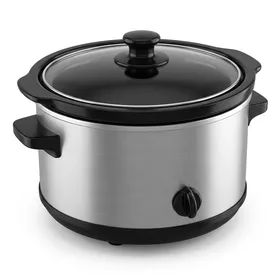 Crock-Pot 3-Quart Round Manual Slow Cooker, Stainless Steel and Black