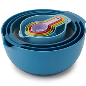 Joseph Joseph Nest 9 Nesting Bowls Set with Mixing Bowls, Measuring Cups, Sieve and Colander