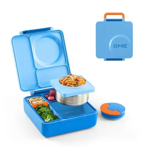 Omie OmieBox Kids Insulated Leakproof Bento Lunch Box with Food Jar (Blue Sky)