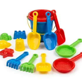 Click N' Play 18-Piece Sand Toys with Bucket, Shovels and Molds