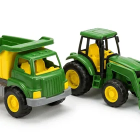 John Deere Sand Toys Dump Truck and Toy Tractor with Loader