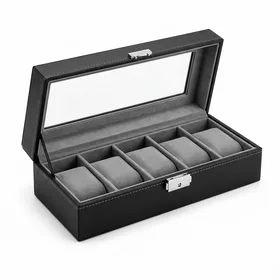 6-Slot Leather Watch Box Display Case