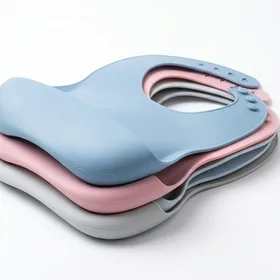 Silicone Baby Bibs Easily Wipe Clean, Comfortable Soft Waterproof Bib Keeps Stains Off