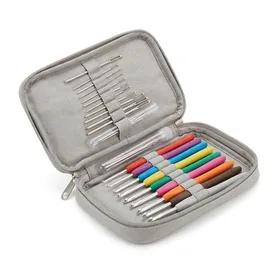 WooCrafts Large-Eye Blunt Needles and Crochet Hooks Set with Case