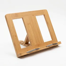 wishacc Adjustable Bamboo Book Stand with Page Clips