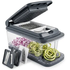 Fullstar Vegetable Chopper - Spiralizer Vegetable Slicer - Onion Chopper with Container