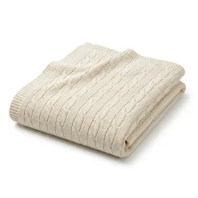 NTBAY 100% Cotton Cable Knit Throw Blanket, 51 x 67