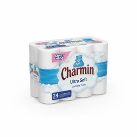 Charmin Ultra Soft Cushiony Touch Toilet Paper, 24 Family Mega Rolls