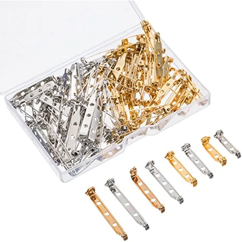 Shappy 100 Pieces Brooch Pin Backs with Safety Clasp and Plastic Box