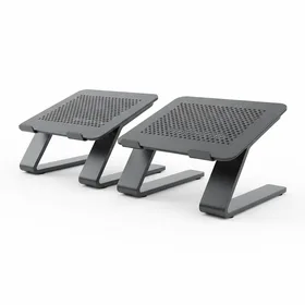 2 Pack Premium Laptop PC Monitor Stand, Sturdy Black Metal Construction