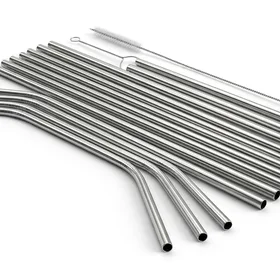 MUTNITT Set of 20 Reusable Stainless Steel Straws, 10.5 Inch