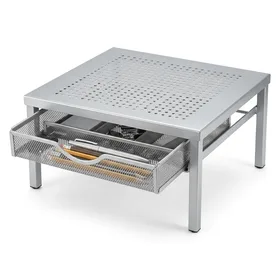 SimpleHouseware Metal Desk Monitor Stand Riser with Organizer Drawer, Silver