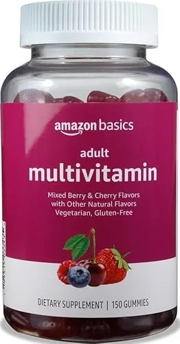 Amazon Basics Adult Multivitamin Gummies, Mixed Berry & Cherry Flavors, 150 Count