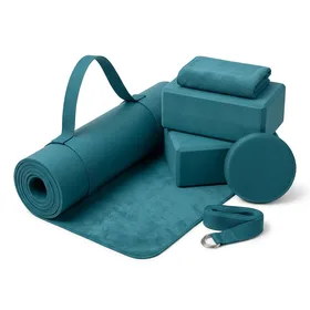 BalanceFrom GoYoga 7-Piece Set: Yoga Mat with Carrying Strap, 2 Yoga Blocks, Yoga Mat Towel, Yoga Hand Towel, Yoga Strap, and Yoga Knee Pad