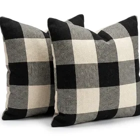 4TH Emotion Set of 2 Farmhouse Buffalo Check Plaid Throw Pillow Covers