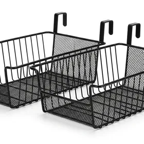 PENGKE Black Under Shelf Basket, 2 Pack Slides Under Cabinet Storage Shelf Wire Basket