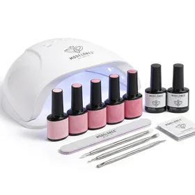 Modelones Gel Nail Kit with 48W LED Light - 7 Colors Pink Series