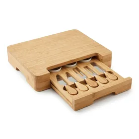 SMIRLY Bamboo Cheese Board and Knife Set