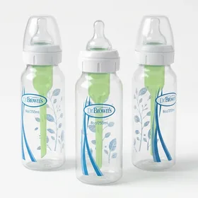 Dr. Brown's Options+ Baby Bottles, 8oz/250ml, Narrow Bottle, Blue Nature Design