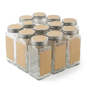 AOZITA 36 Glass Spice Jars with Spice Labels, 4oz Square Jars