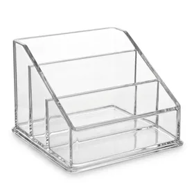 HBlife Clear Acrylic Makeup Brush Holders, 3-Compartment Vanity Organizer Stand