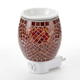 Mosaic Glass Plug-in Fragrance Wax Melt Warmer (Cinnamon Red)