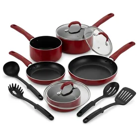 NutriChef Nonstick Cookware Set with Saucepan, Frying Pans, and Cooking Utensils