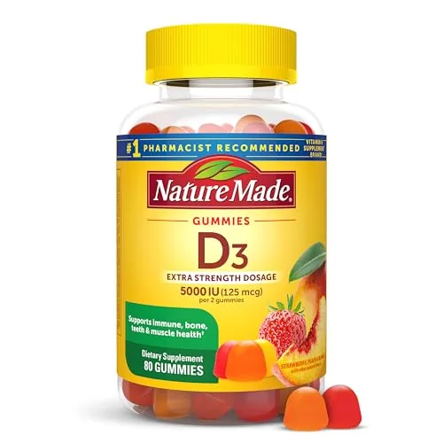 Nature Made Vitamin D3 5000 IU per Serving, 80 Vitamin D Gummies