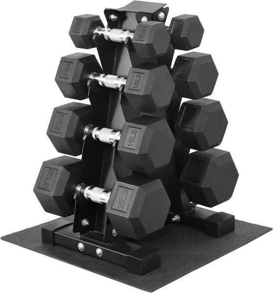 BalanceFrom 50-Pound All-Purpose Dumbbell Set with Rack