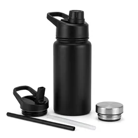IRON FLASK Sports Water Bottle, 14 oz, 3 Lids