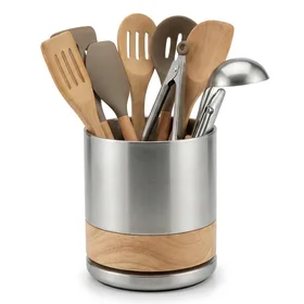 Rotating Utensil Holder Crock with Weighted Base