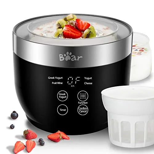 Bear Yogurt Maker, Greek Yogurt Maker Machine with Strainer and Timer Control