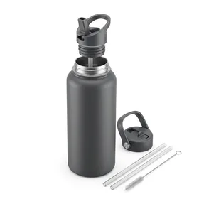 BUZIO Insulated Water Bottle with Straw Lid and Flex Cap