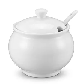 DOWAN Porcelain Sugar Bowl, 12 oz with Lid and Spoon