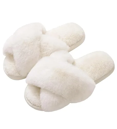 Evshine Memory Foam Fuzzy House Slippers for Women