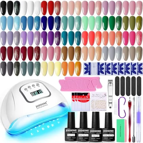 JODSONE Gel Nail Polish Kit with UV Light, 32 Colors plus 4 Functional Coats
