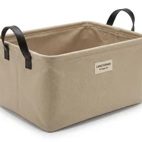 LANGYASHAN Storage Bin, Canvas Fabric Collapsible Organizer Basket for Laundry Hamper