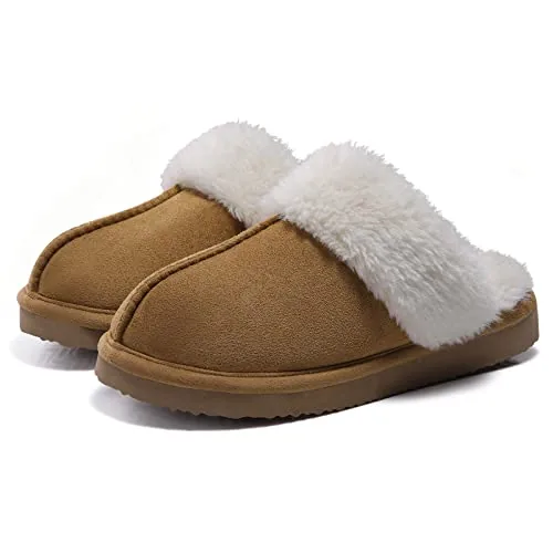 Litfun Fuzzy Memory Foam Slippers for Women Indoor Outdoor House Shoes