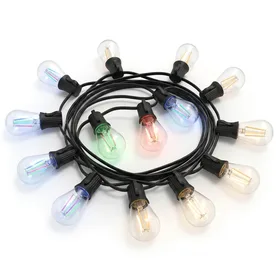Banord Smart Outdoor String Lights 48FT Colored Patio Lights with 15 Shatterproof RGBW LED Bulbs