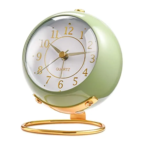 Tetino Analog Alarm Clock, Retro Backlight Small Desk Clock with Night Light