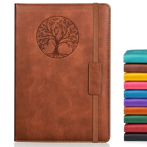 Biuwory Leather Journal Notebook, 256 Thick Lined Pages, Hardcover 5.7 by 8.3 Inches