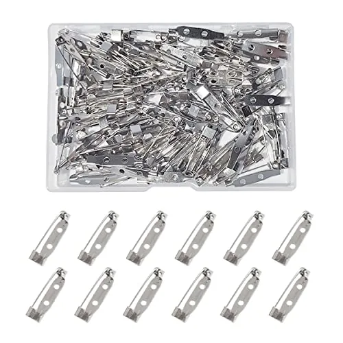 ZTEOFO 100 Pcs Locking Pin Backs, Silver Brooch Clasp, 1 Inch