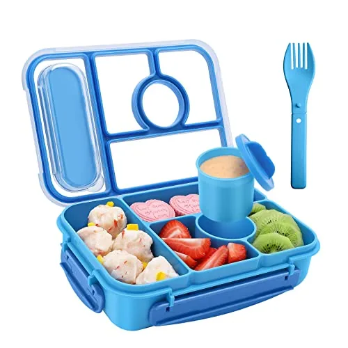 Amathley Bento Box Lunch Container for Adults, Kids and Toddlers, 5 Compartments