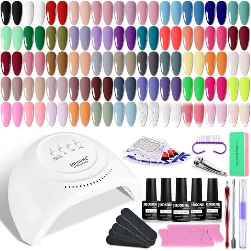 JODSONE Gel Nail Polish Kit, 60 Pieces, 55 Colors with UV Light