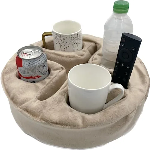 Xchouxer Couch and Bed Cup Holder Pillow, Sofa Organizer Caddy for Drinks and Remotes