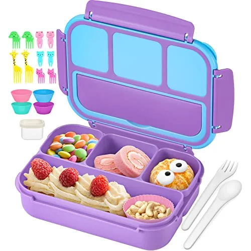 QQKO Bento Lunch Box for Kids Girls Boys, Toddler Lunch Container for School