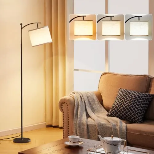 Ambimall 60 inch Modern Floor Lamp with Beige Shade, 9W LED Bulb Included