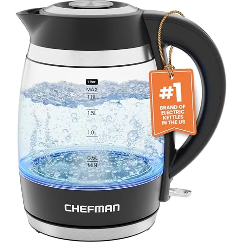Chefman Electric Kettle, 1.8L 1500W with Removable Lid