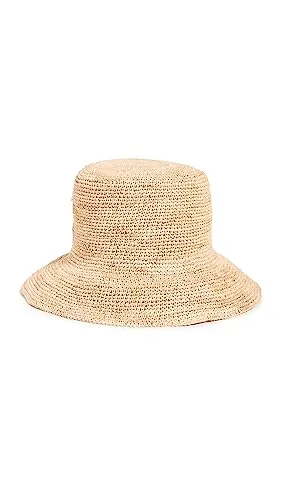 Hat Attack Women's Chic Crochet Straw Bucket Hat, Natural