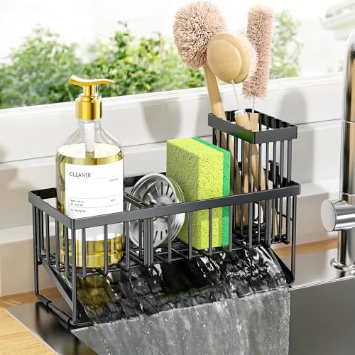 Cisily Sink Caddy Sponge Holder with Brush Holder